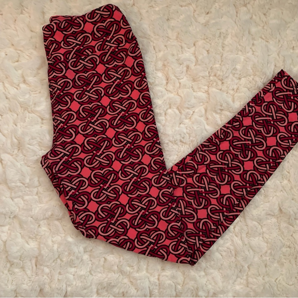 LuLaRoe Heart Leggings•Interlocking Hearts and Infinity Signs•Size O/S•EUC